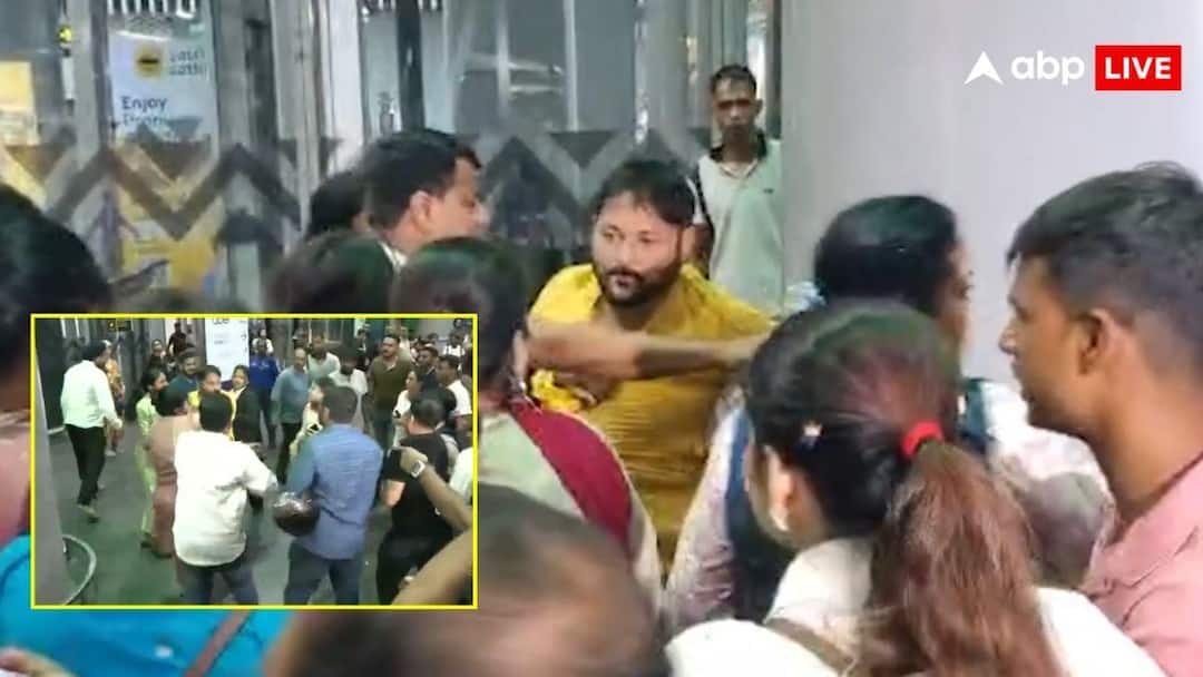 Ruckus broke out at Kolkata Airport, before the arrival of Abhishek Banerjee, BJP-TMC workers kicked and punched.
