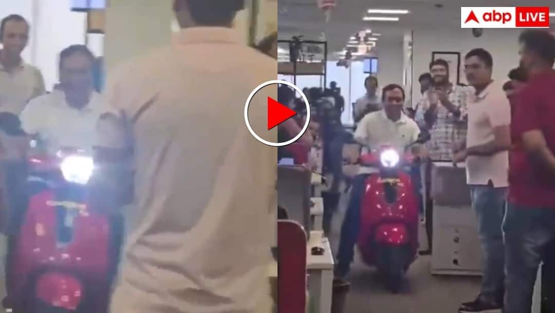 Video: Employee had to give a new scooter, CEO took the ride inside the office – Video viral